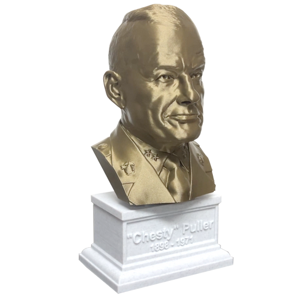 Lewis Burwell "Chesty" Puller Legendary US Marine Corps General Sculpture Bust on Box Plinth
