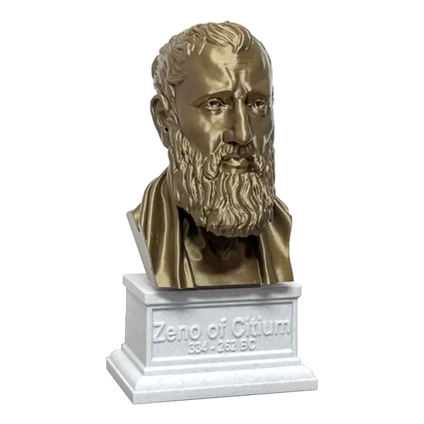 Zeno of Citium Greek Stoic Philosopher Sculpture Bust on Box Plinth