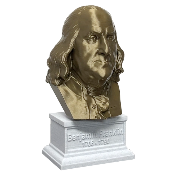 Benjamin Franklin USA Founding Father Sculpture Bust on Box Plinth