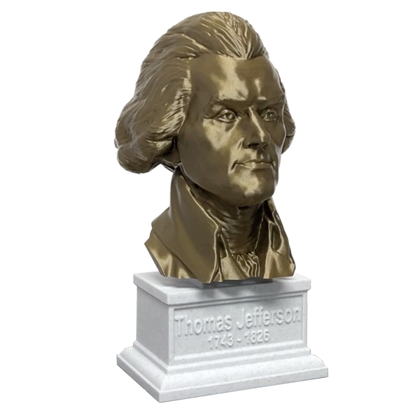 Thomas Jefferson, 3rd US President, Sculpture Bust on Box Plinth