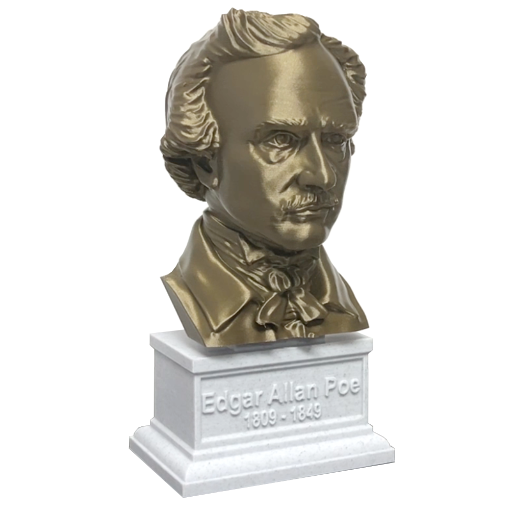 Edgar Allan Poe Bust, 12", Bronze Bust, Black Plinth