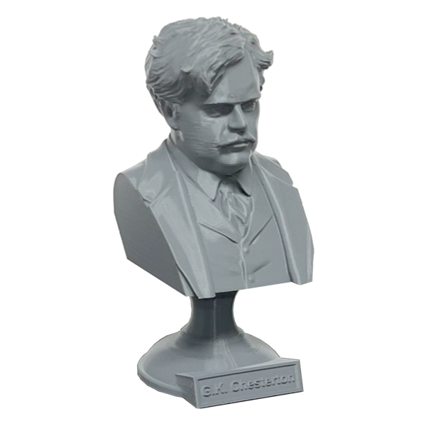 G.K. Chesterton English Writer Sculpture Bust on Pedestal