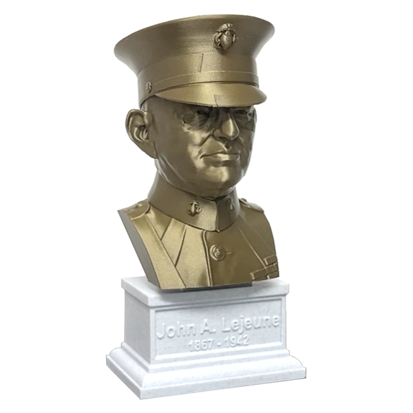 John A Lejeune Legendary US Marine General and 13th Commandant Sculpture Bust on Box Plinth