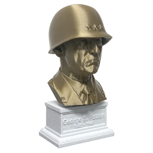 George S Patton Legendary US Army General Sculpture Bust on Box Plinth