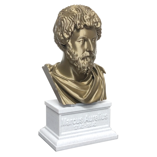 Marcus Aurelius Roman Emperor and Philosopher Sculpture Bust on Box Plinth