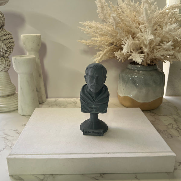 Saint Francis of Assisi, Patron Saint of Animals, Ecology, and Italy Classical Sculpture on Pedestal