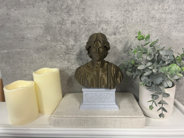 Saint Gabriel the Archangel, Heavenly Messenger and Patron of Communication, Sculpture Bust on Box Plinth