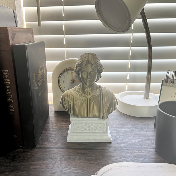 Saint Gabriel the Archangel, Heavenly Messenger and Patron of Communication, Sculpture Bust on Box Plinth