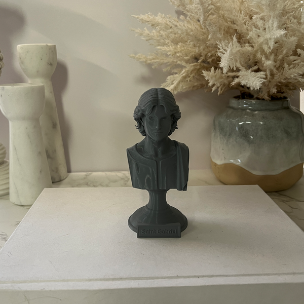 Saint Gabriel the Archangel, Heavenly Messenger and Patron of Communication, Sculpture Bust on Pedestal