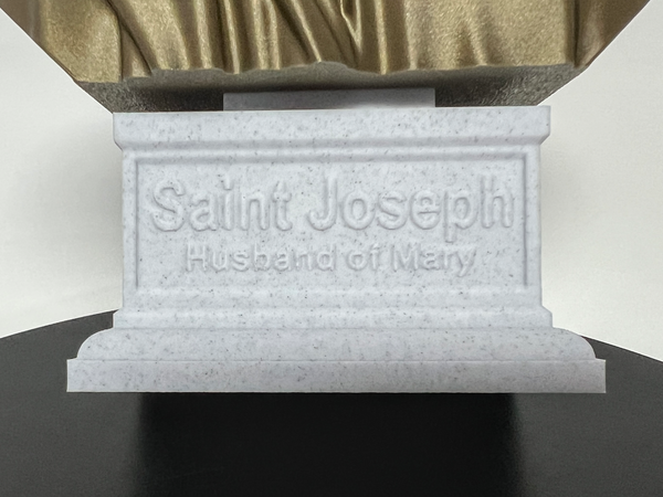 Saint Joseph, Guardian of the Holy Family and Patron Saint of Workers Sculpture Bust on Box Plinth