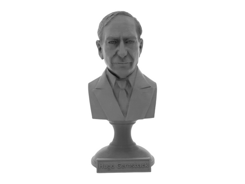 Hugo Gernsback, 5-inch Bust on Pedestal, Gray