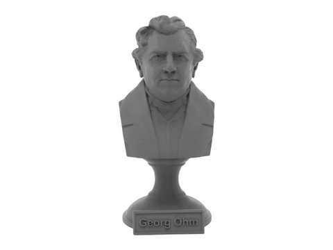 Georg Ohm, 5-inch Bust on Pedestal, Gray