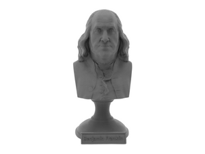 Benjamin Franklin, 5-inch Bust on Pedestal, Gray