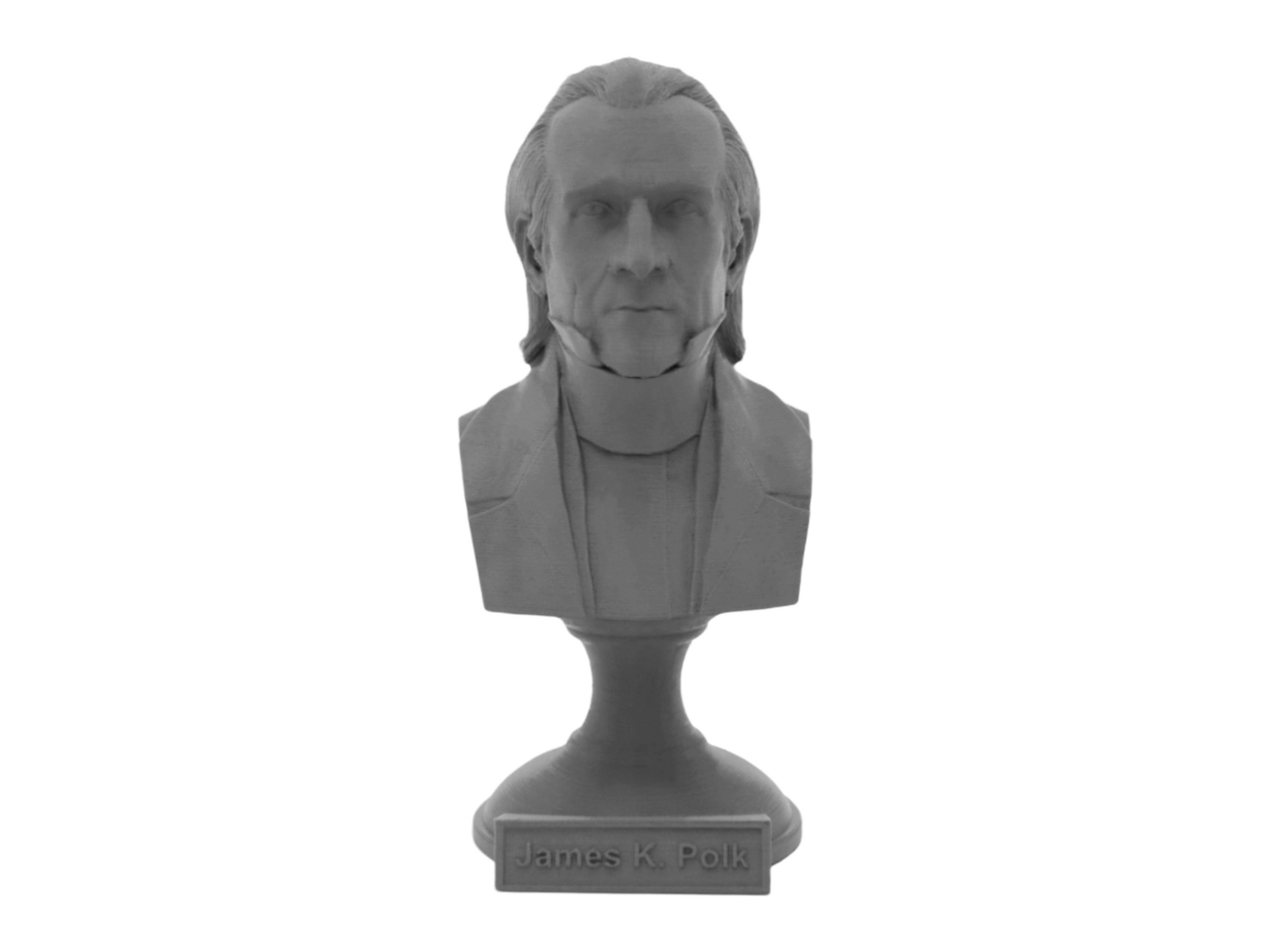 James K Polk, 5-inch Bust on Pedestal, Gray