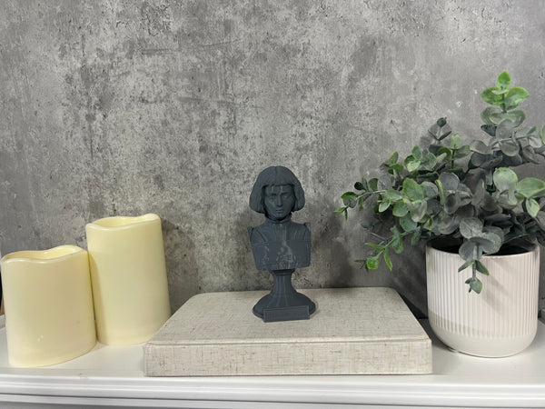 Saint Joan of Arc, Divine Warrior and Patron Saint of France Sculpture Bust on Pedestal