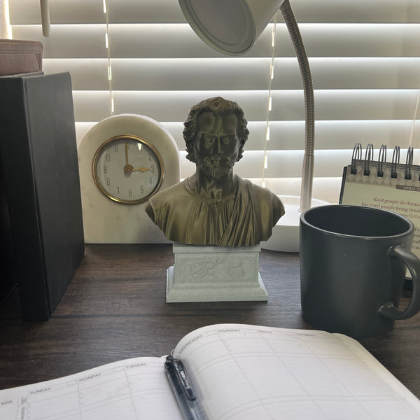 Saint Joseph, Guardian of the Holy Family and Patron Saint of Workers Sculpture Bust on Box Plinth