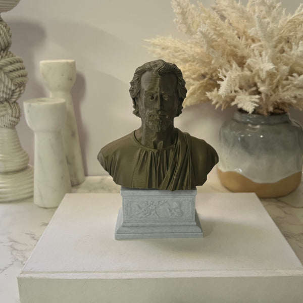 Saint Joseph, Guardian of the Holy Family and Patron Saint of Workers Sculpture Bust on Box Plinth