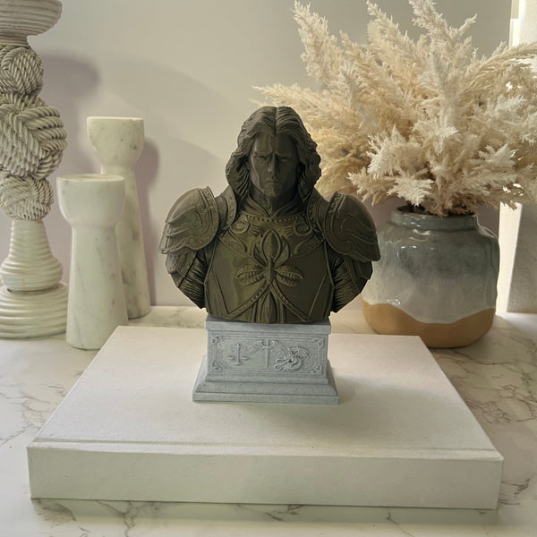 Saint Michael the Archangel, Defender of Heaven and Leader of God’s Armies Sculpture Bust on Box Plinth