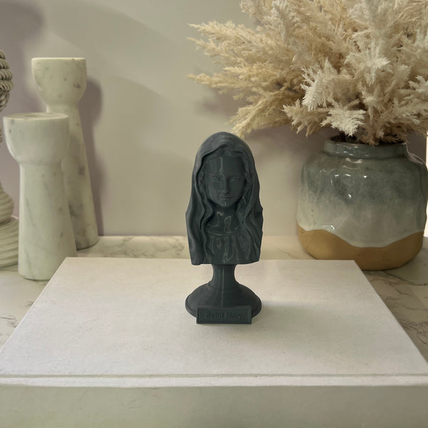Saint Mary, Mother of God and Queen of Heaven Sculpture Bust on Pedestal