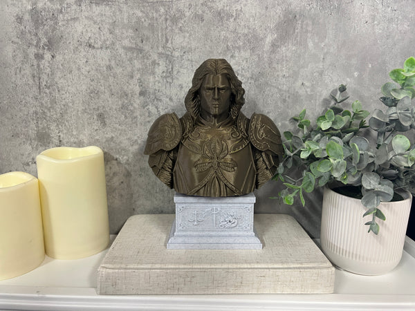 Saint Michael the Archangel, Defender of Heaven and Leader of God’s Armies Sculpture Bust on Box Plinth