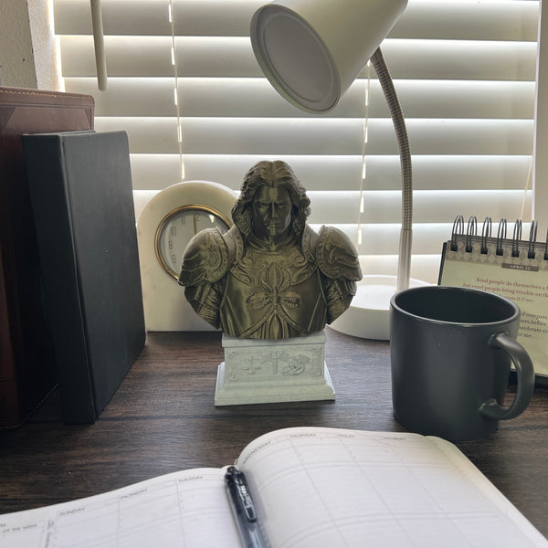 Saint Michael the Archangel, Defender of Heaven and Leader of God’s Armies Sculpture Bust on Box Plinth
