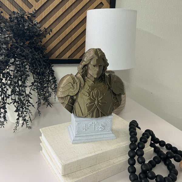 Saint Michael the Archangel, Defender of Heaven and Leader of God’s Armies Sculpture Bust on Box Plinth