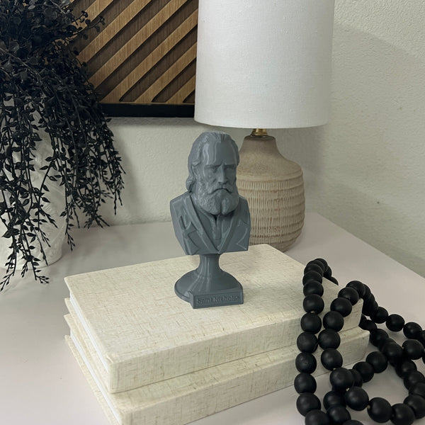 Saint Nicholas of Myra, Patron Saint of Children and Charity Sculpture Bust on Pedestal