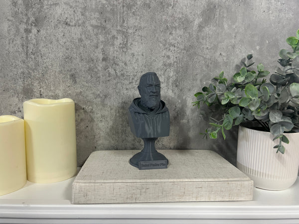 Saint Padre Pio of Pietrelcina, Renowned Mystic and Patron Saint of Healing Sculpture Bust on Pedestal