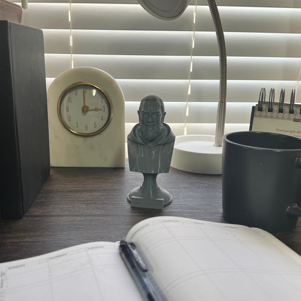 Saint Padre Pio of Pietrelcina, Renowned Mystic and Patron Saint of Healing Sculpture Bust on Pedestal