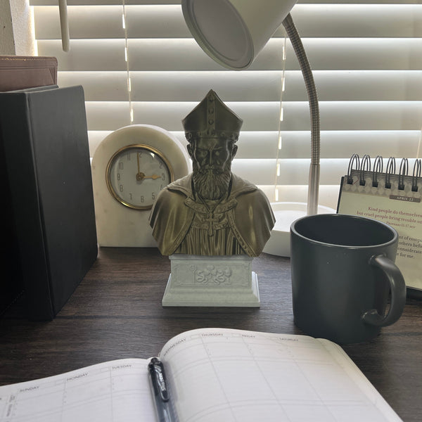 Saint Patrick, Patron of Ireland Sculpture Bust on Box Plinth