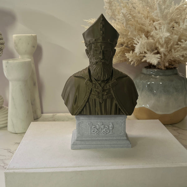 Saint Patrick, Patron of Ireland Sculpture Bust on Box Plinth