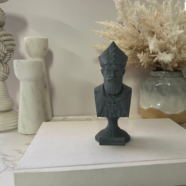 Saint Patrick, Patron of Ireland Sculpture Bust on Pedestal