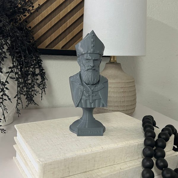 Saint Patrick, Patron of Ireland Sculpture Bust on Pedestal
