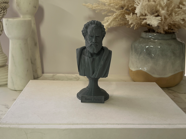 Saint Peter, Patron Saint of Fishermen and the Papacy, Sculpture Bust on Pedestal