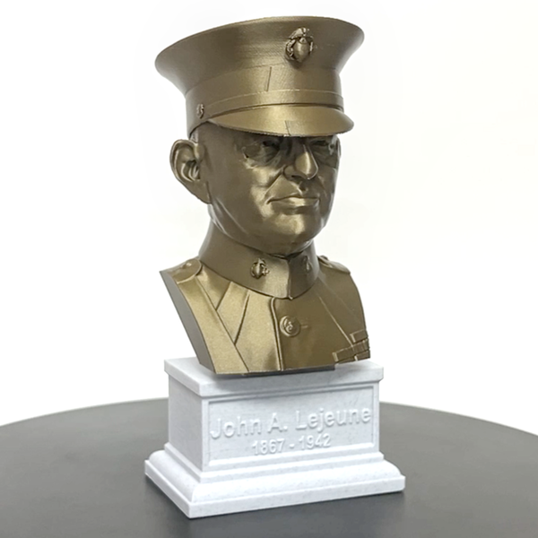 John A Lejeune Legendary US Marine General and 13th Commandant Sculpture Bust on Box Plinth