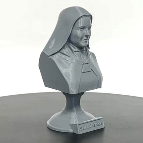 Saint Thérèse of Lisieux, “The Little Flower,” Renowned Carmelite Mystic Sculpture Bust on Pedestal