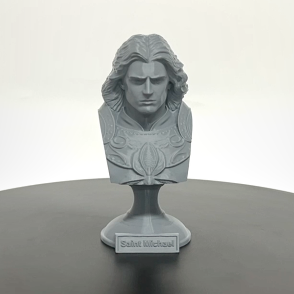 Saint Michael the Archangel, Defender of Heaven and Leader of God’s Armies Sculpture Bust on Pedestal