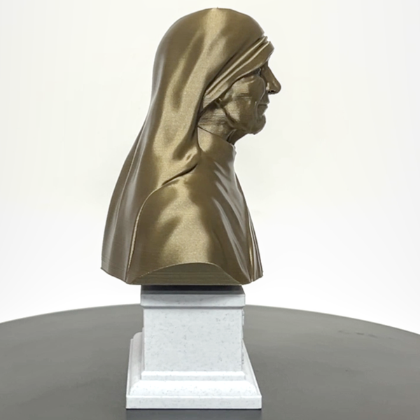 Saint Teresa of Calcutta (Mother Teresa), Devoted Servant of the Poor and Founder of the Missionaries of Charity Sculpture Bust on Box Plinth