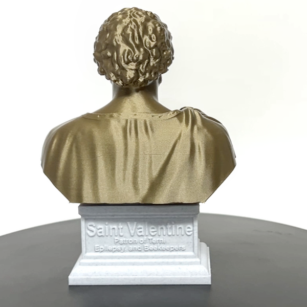 Saint Valentine, Patron of Love and Devotion, Revered Christian Martyr Sculpture Bust on Box Plinth
