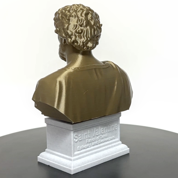 Saint Valentine, Patron of Love and Devotion, Revered Christian Martyr Sculpture Bust on Box Plinth