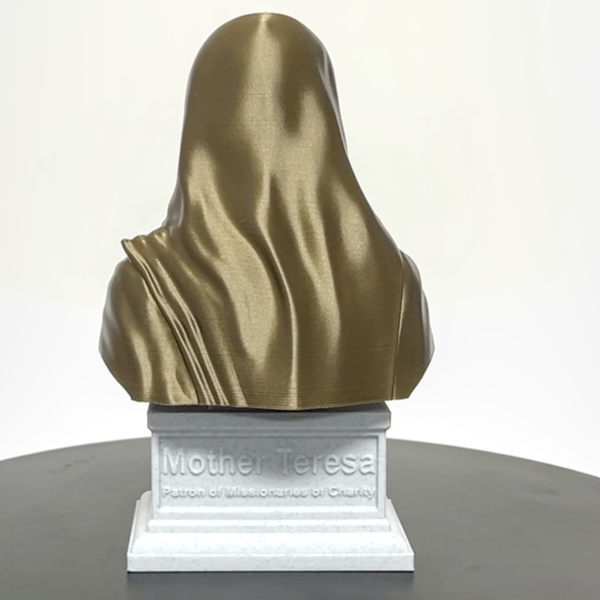 Saint Teresa of Calcutta (Mother Teresa), Devoted Servant of the Poor and Founder of the Missionaries of Charity Sculpture Bust on Box Plinth
