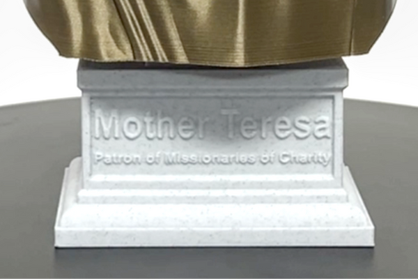 Saint Teresa of Calcutta (Mother Teresa), Devoted Servant of the Poor and Founder of the Missionaries of Charity Sculpture Bust on Box Plinth