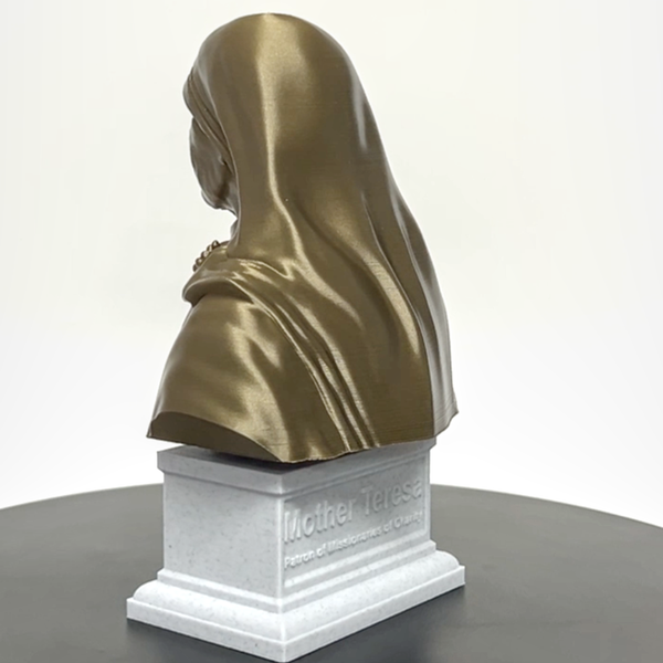 Saint Teresa of Calcutta (Mother Teresa), Devoted Servant of the Poor and Founder of the Missionaries of Charity Sculpture Bust on Box Plinth