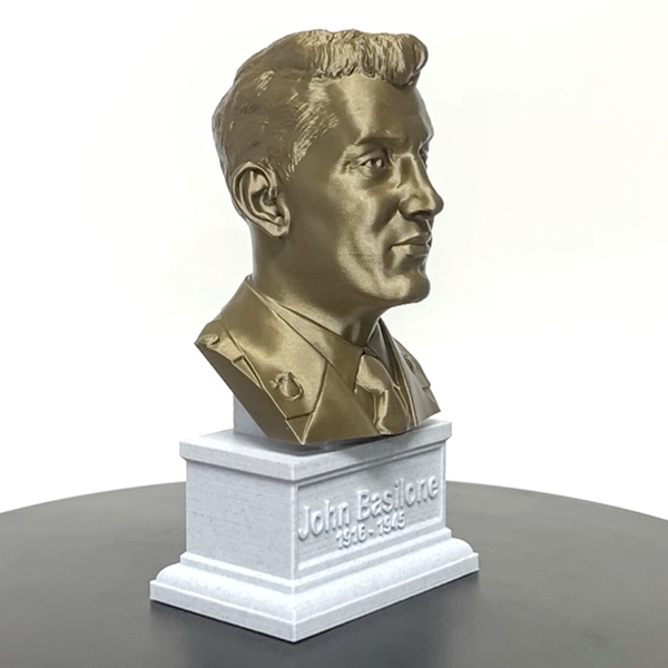 John Basilone Legendary US Marine Corps Medal of Honor Winner Sculpture Bust on Box Plinth