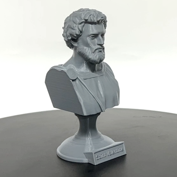 Saint Valentine, Patron of Love and Devotion, Revered Christian Martyr Sculpture Bust on Pedestal