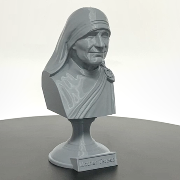 Saint Teresa of Calcutta (Mother Teresa), Devoted Servant of the Poor and Founder of the Missionaries of Charity Sculpture Bust on Pedestal