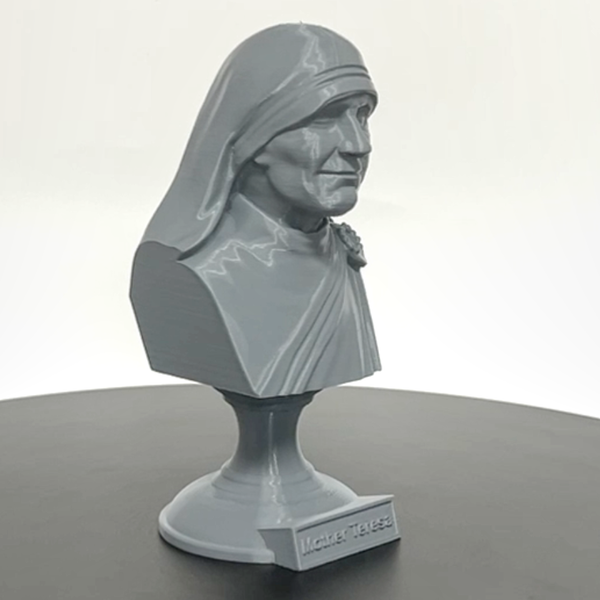 Saint Teresa of Calcutta (Mother Teresa), Devoted Servant of the Poor and Founder of the Missionaries of Charity Sculpture Bust on Pedestal
