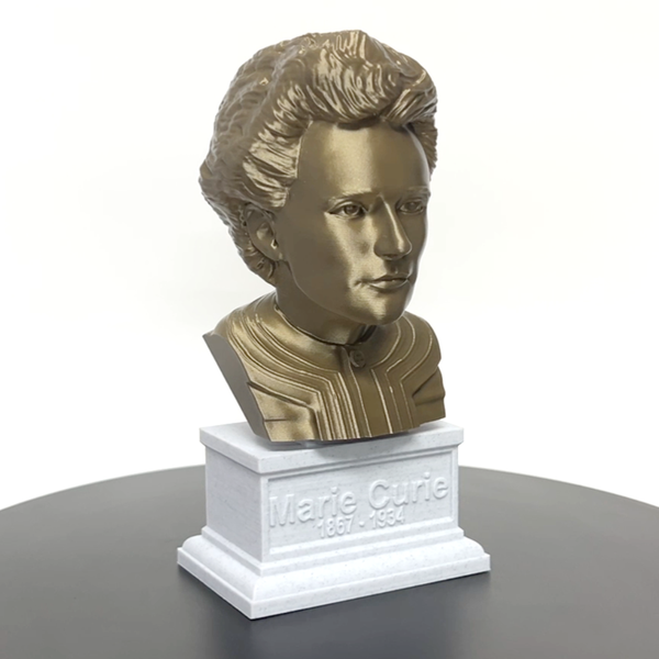 Marie Curie Polish Chemist, Nobel Prize Winner, and Researcher of Radioactivity Sculpture Bust on Box Plinth