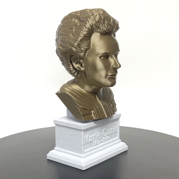 Marie Curie Polish Chemist, Nobel Prize Winner, and Researcher of Radioactivity Sculpture Bust on Box Plinth