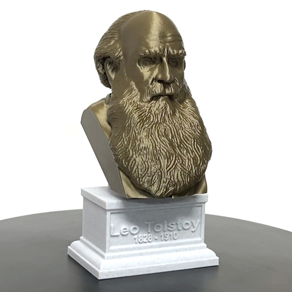Leo Tolstoy, Famous Russian Writer, Sculpture Bust on Box Plinth